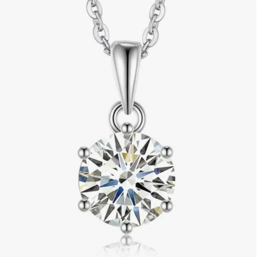 #Certified 5ct. t.w. Moissanite Diamond Solitaire Necklace NEW